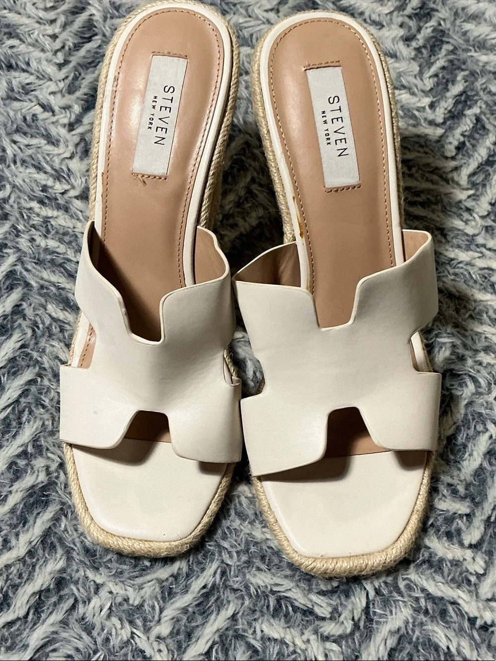 Steven New York Pacen Wedge Sandal Cream White Wedge Espadrille Slides